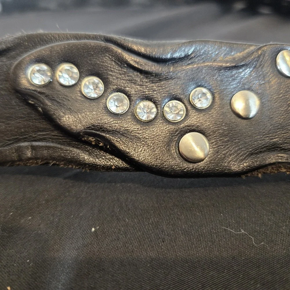Unbranded Unique Serpentine Leather And Rhinestone Belt